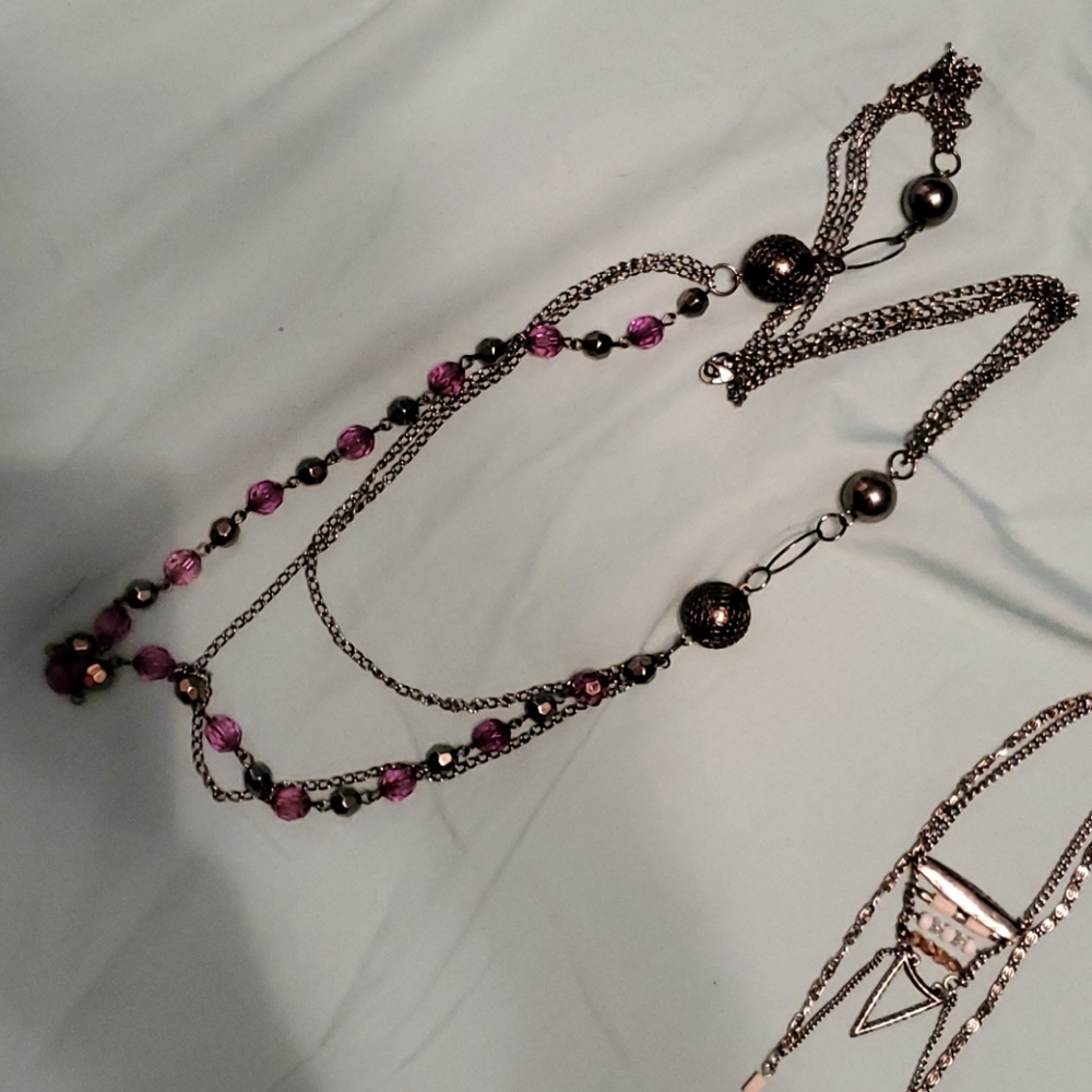 Purple and black bead necklace